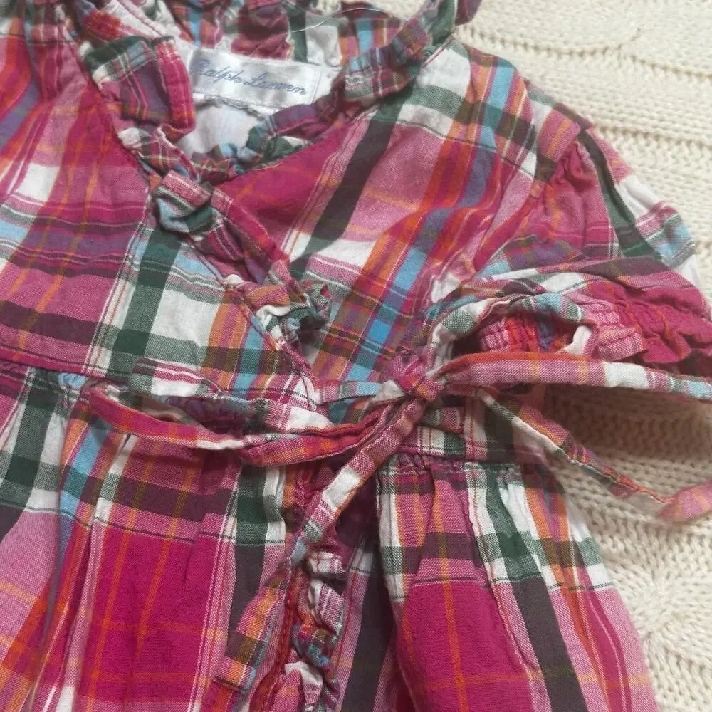 Ralph Lauren Pink Plaid Wrap Dress sz 3 m
